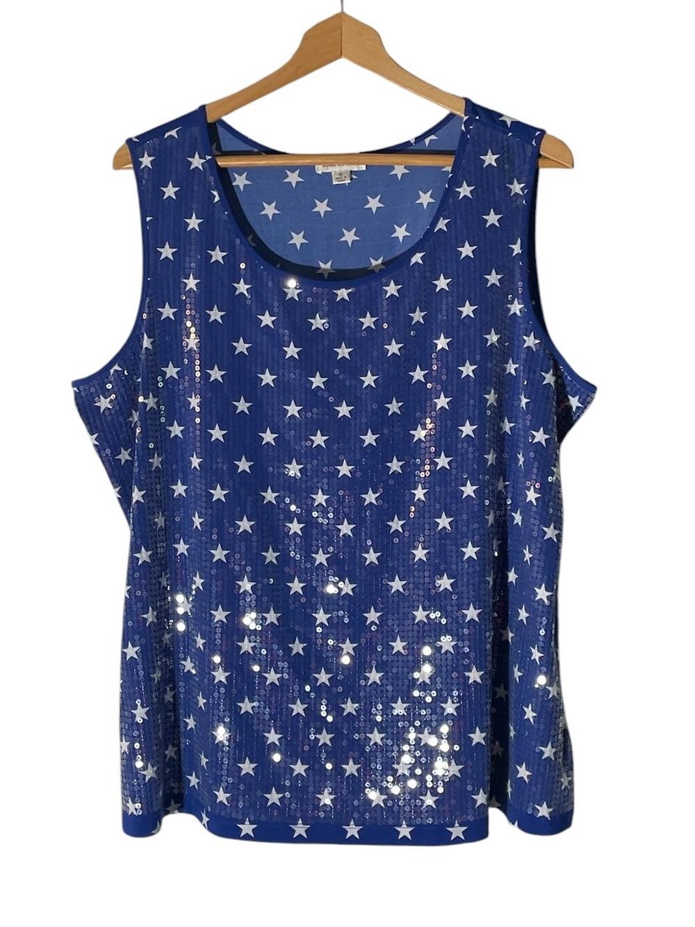 C4- 4th of July Blue Sequin Star Tank Top